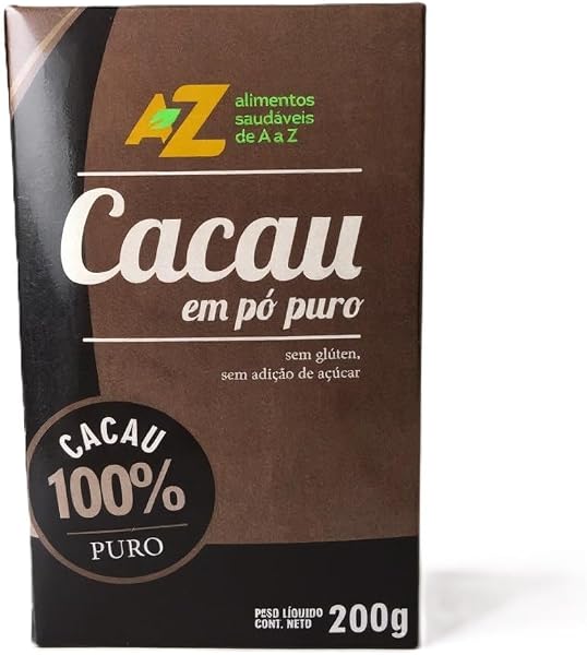 AZ Alimentos Cacau em Pó 100% Puro Sem Açúcar, 200 g