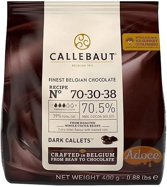 Callebaut 70-30-38, chocolate amargo belga em gotas, 70,5% de cacau