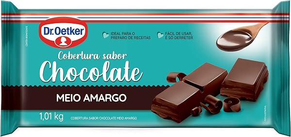 Dr. Oetker Cobertura Sabor Chocolate Meio Amargo em Barra, 1,01 kg