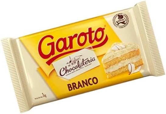 Garoto Chocolate Branco 1 kg, barra em gomos