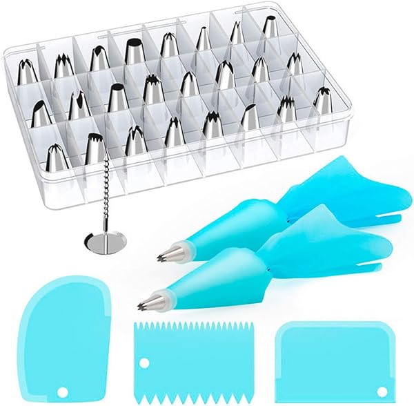 Jogo de bicos para confeitar em inox, kit com 33 peças