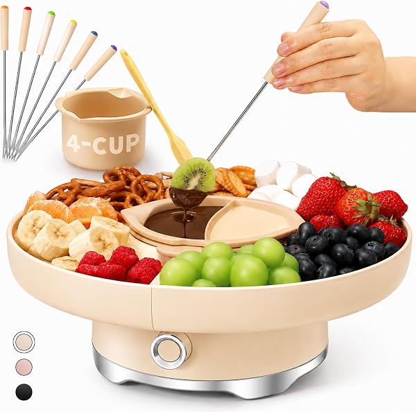 LUSHYUM, conjunto de panela elétrica de fondue de chocolate, 4 xícaras