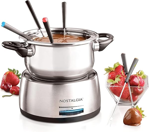 Nostalgia, conjunto de panela elétrica de fondue de 6 xícaras, para queijo e chocolate